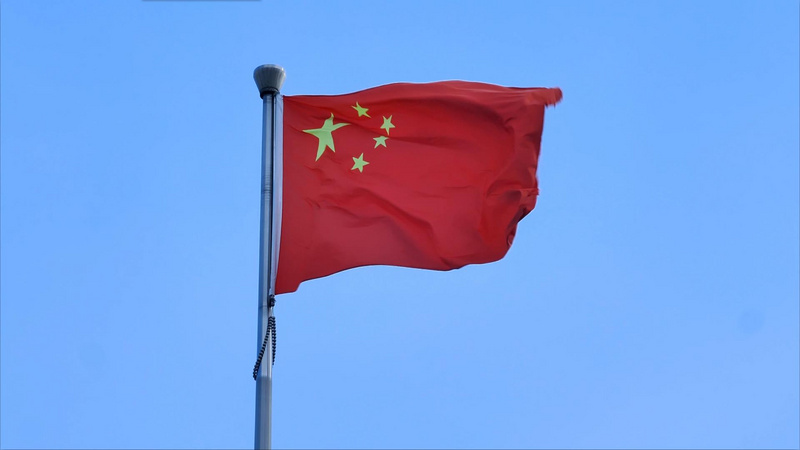 4k拍摄五星红旗国旗迎风飘扬升格