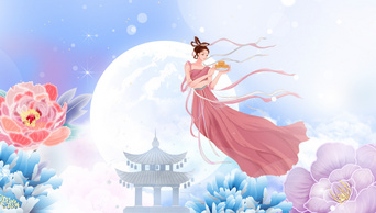 原创中国风中秋节鲜花仙女视频背景AE模板