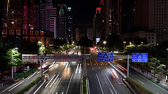 4k广州天桥花城大道夜景车流延时