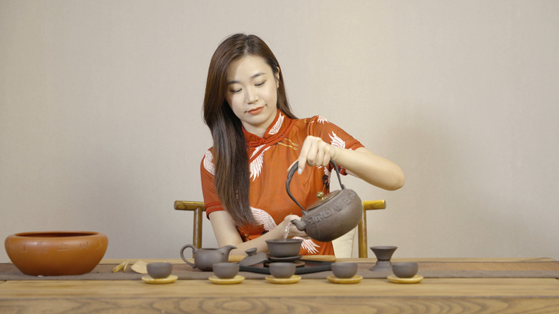 4k女性茶艺师沏茶浸泡表演 千库网