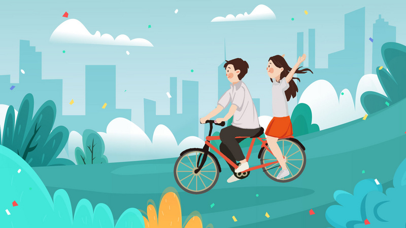 城市公园游玩矢量风景图动态mg场景视频背景