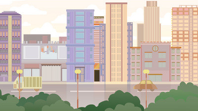 扁平矢量城市建筑图动态MG场景视频背景