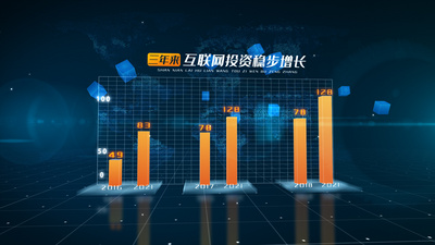 科技感年份数据对比柱状图表展示模板