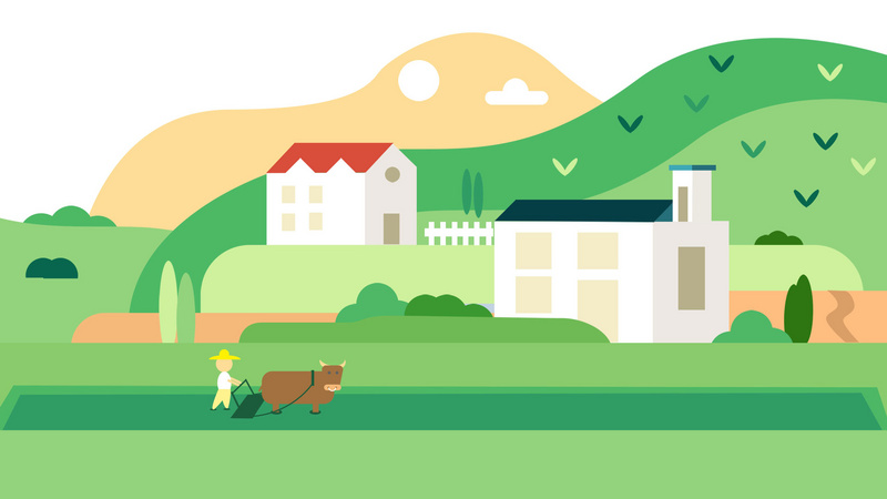 mg扁平简约乡村农耕场景动态视频背景视频特效素材-千库网