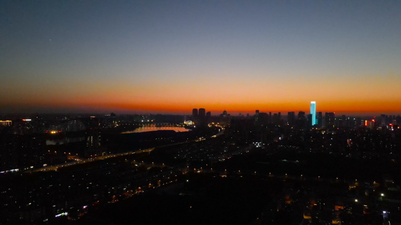 4k航拍沈阳城市夕阳黄昏夜景空镜头 千库网