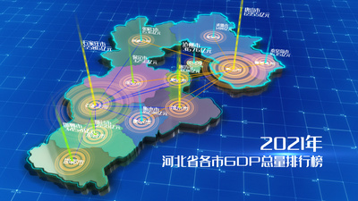 地图高清视频素材E3d三维科技河北地图连线区位展示模板