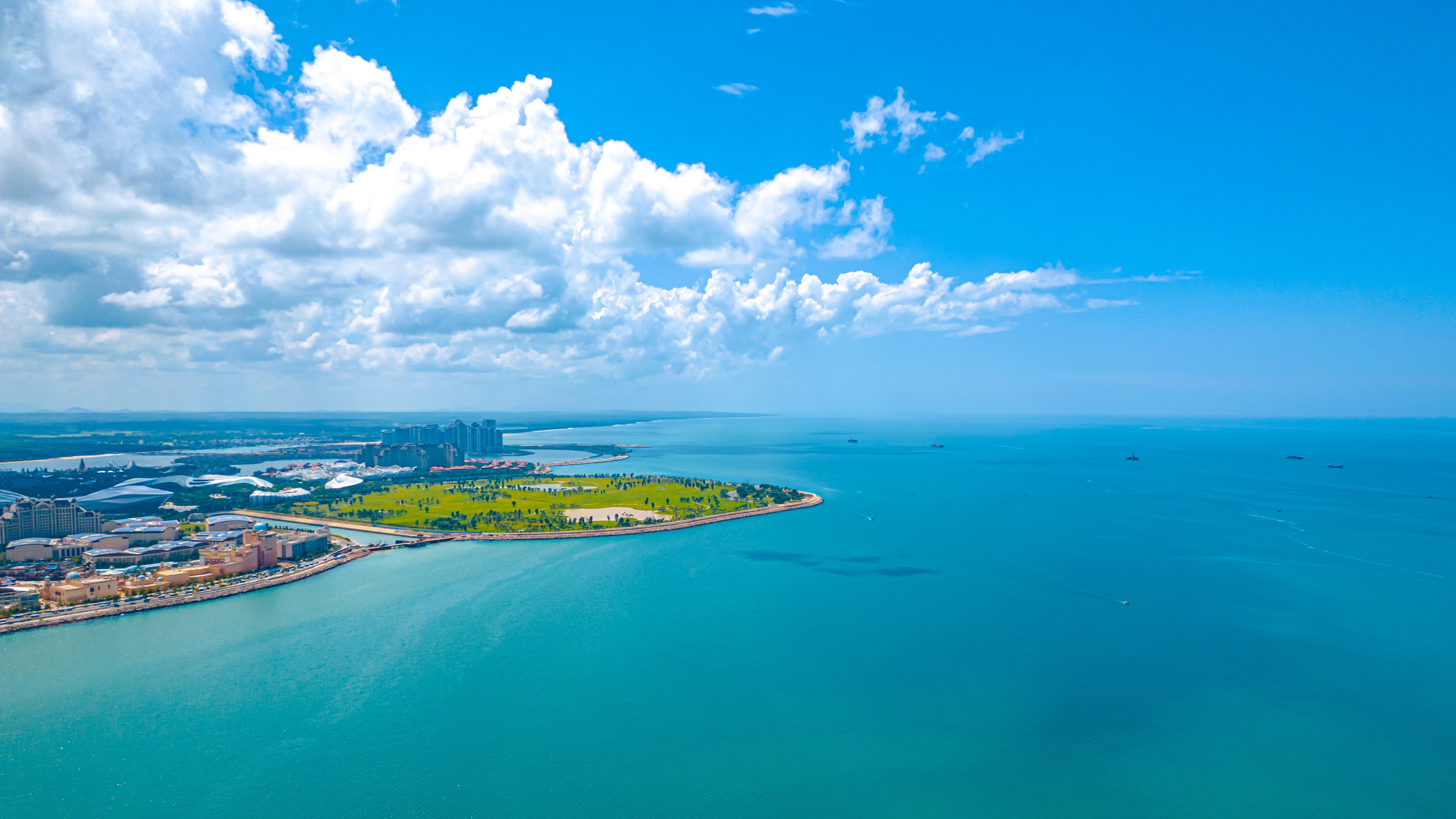 8k航拍延时绝美蓝天大海海岛风光视频特效素材-千库网