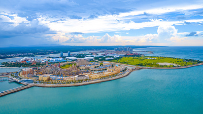 海南实拍视频素材8K航拍延时大气海南海花岛景区俯瞰全景