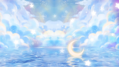 原创唯美治愈梦幻星空天空月亮水面梦中世界视频背景