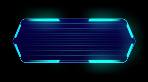 科技感机械蓝色发光按钮边框标题框标题栏带通道