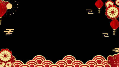 红金新年春节剪纸立体封拜年视频边框素材