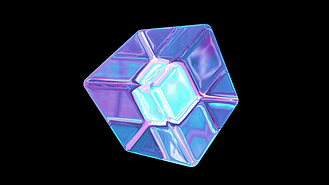 素材标题 潮流时尚3d透明立方体旋转渐变酸性镭射色彩c4d