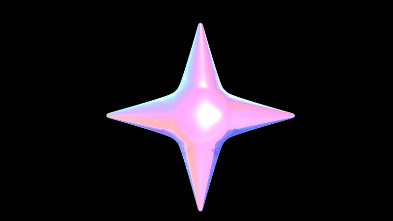 水晶玻璃c4d立体3d潮流镭射渐变四角星酸性带通道素材 千库网
