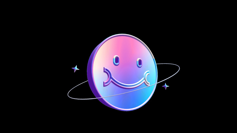 c4d立体3d潮流镭射渐变笑脸旋转酸性带通道素材视频特效素材-千库网