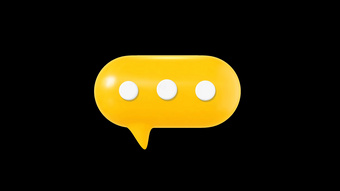 c4d黄色3d消息对话框立体带通道素材