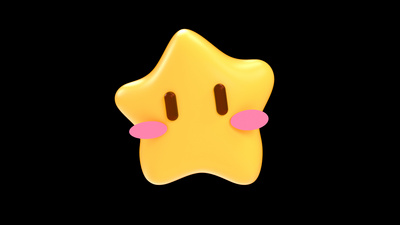 C4D立体三维卡通可爱星星3d带通道素材