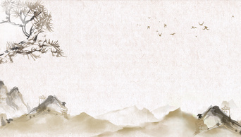 原创水墨山水松树中国风复古视频背景