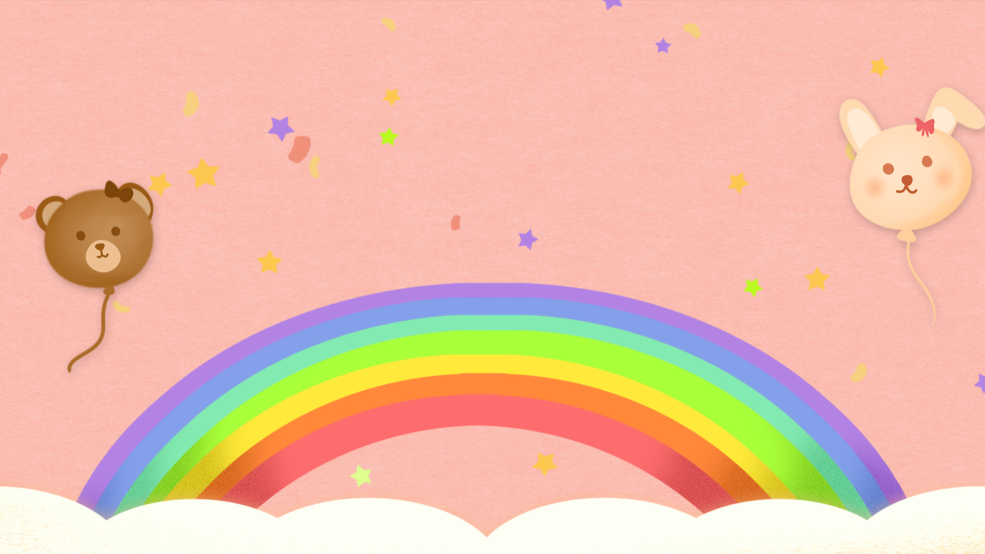 原创彩色气球彩虹粉色卡通可爱六一儿童视频背景