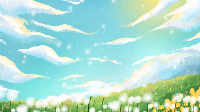 卡通实拍视频素材原创儿童节夏日蒲公英草地卡通视频背景