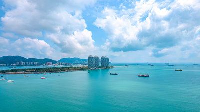 8K大气延时海南三亚地标七星级酒店风光