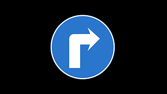 左转弯右转弯图片素材_蓝色箭头路标标识右转弯路标