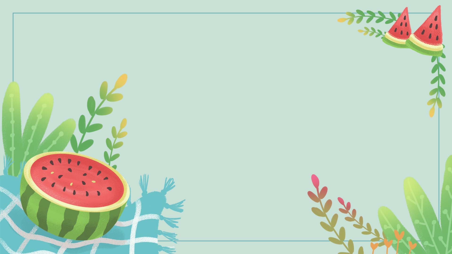 原创夏至夏天西瓜绿色清新动态视频背景视频特效素材-千库网
