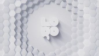 简洁白色六边形企业LOGO展示演绎片头
