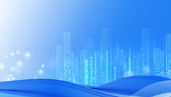 原创科技线条城市剪影蓝色大气动态视频背景