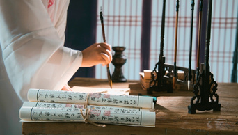 古风意境古人书法写字慢镜头实拍1080