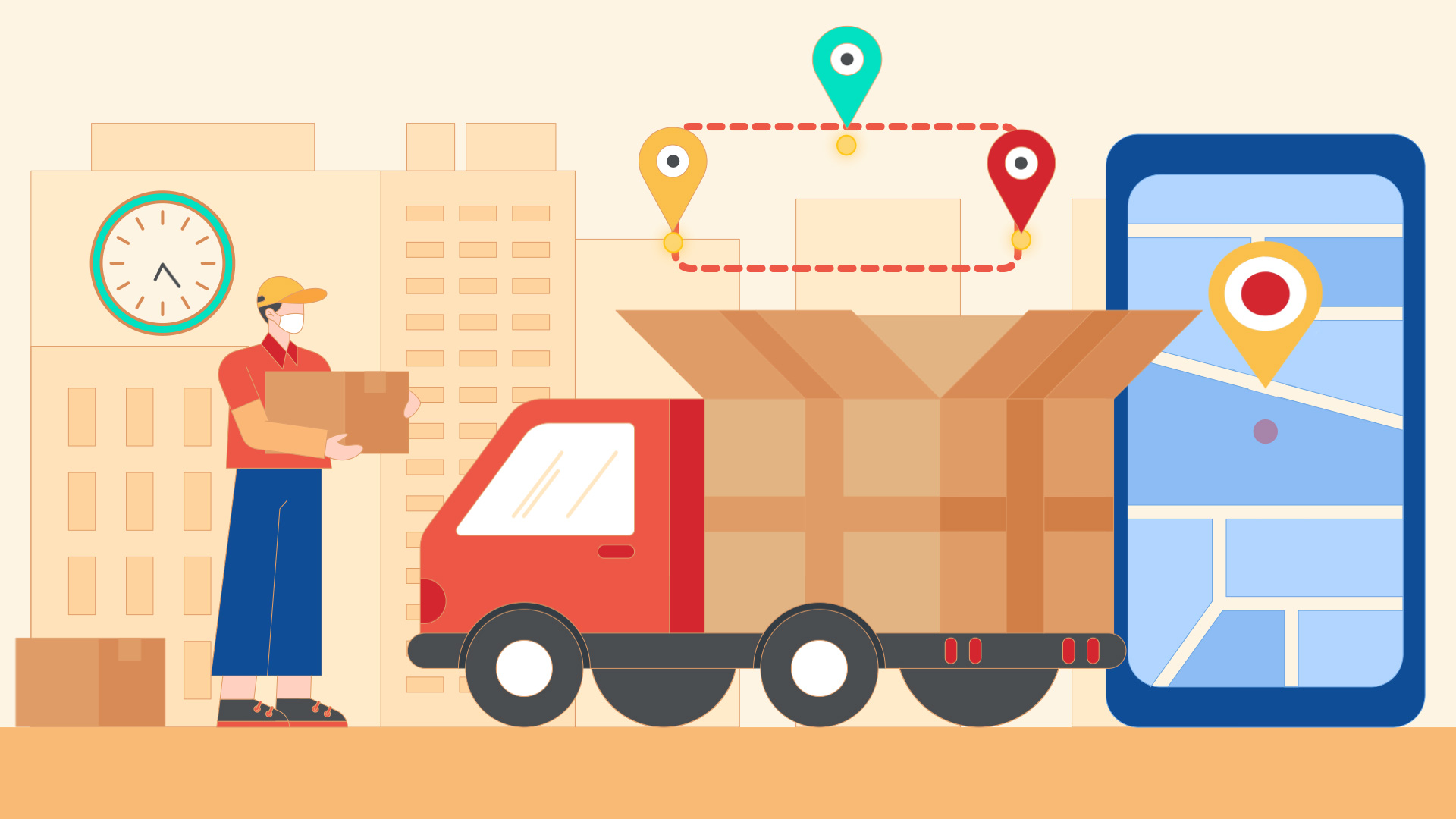 原创物流配送运输扁平mg动画视频特效素材-千库网