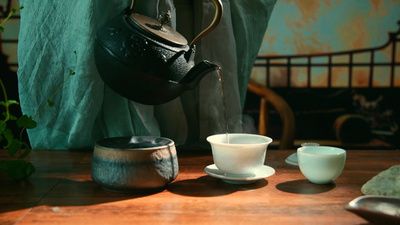 古风唯美意境倒茶沏茶实拍视频1080