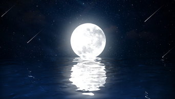 月光水面流星夜空星星闪烁浪漫视频动态背景