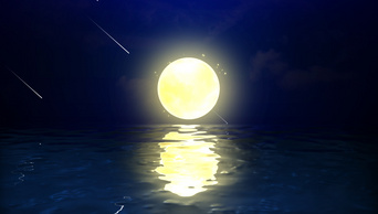 中秋月亮升起黄色圆月水面波纹视频动态背景