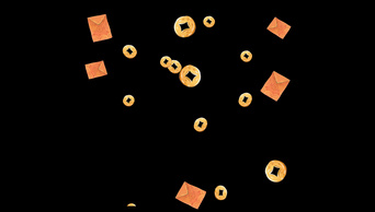 漂浮新年春节卡通红包金币雨