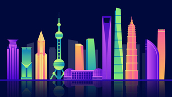 原创渐变城市上海mg城市建筑动画