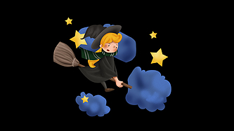 黑夜星控下万圣节魔法少女骑着扫把飞行