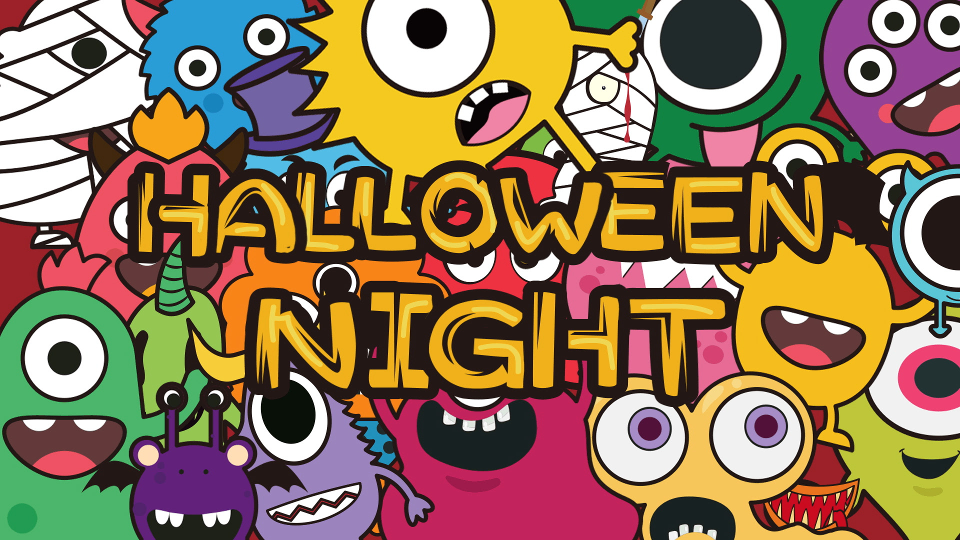 万圣节可爱小怪兽潮流视频动态背景视频特效素材-千库网