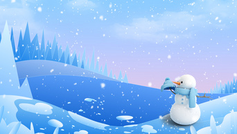 原创卡通可爱冬季冬日下雪小雪人视频动态背景ae模板