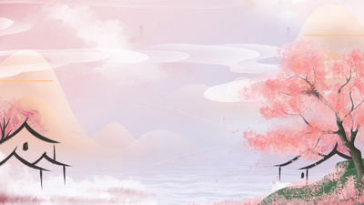 原创中国风古风水墨桃花粉色春天视频背景