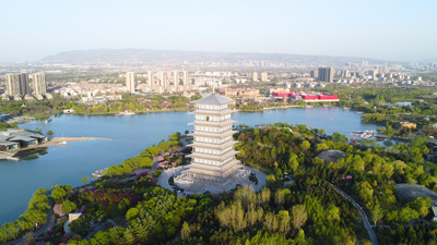 西安实拍视频素材4K航拍旅游风景陕西西安世博园长安塔