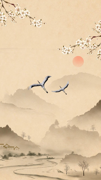 竖版山水名片图片素材_竖版简约中国风水墨山水复古古风竖屏视频背景