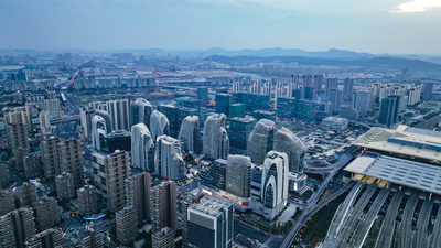 4K航拍南京地标喜马拉雅企业园区