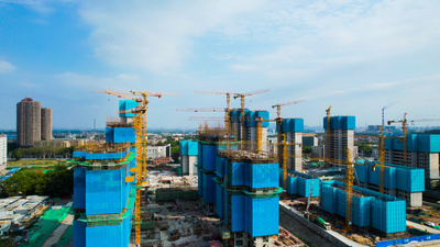 4K航拍建筑工地房地产楼盘建设