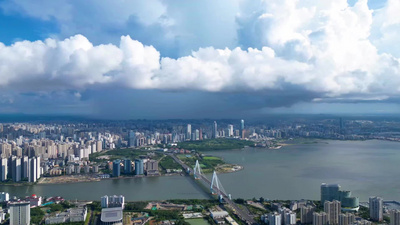 海南实拍视频素材航拍海南海口世纪大桥夜景晚霞7