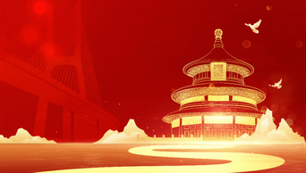 国庆节国庆十一金色建筑红色横板视频背景
