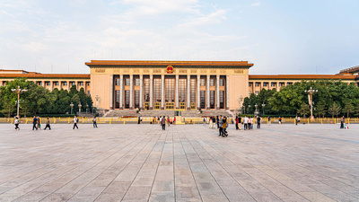 8K北京地标人民大会堂外全景大范围延时
