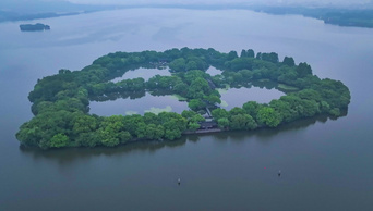 4K航拍杭州景区西湖风景区湖心岛