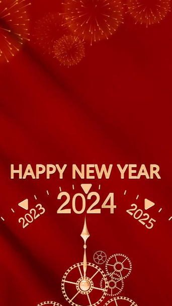 2024元旦新年跨年红色喜庆视频背景竖版AE模板