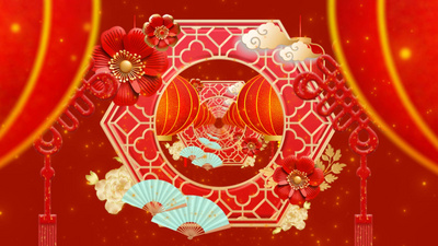 春节过年红色透视感喜庆背景