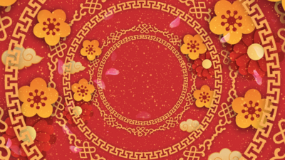 中国风实拍视频素材红色春节新年中国风新春穿梭透视背景